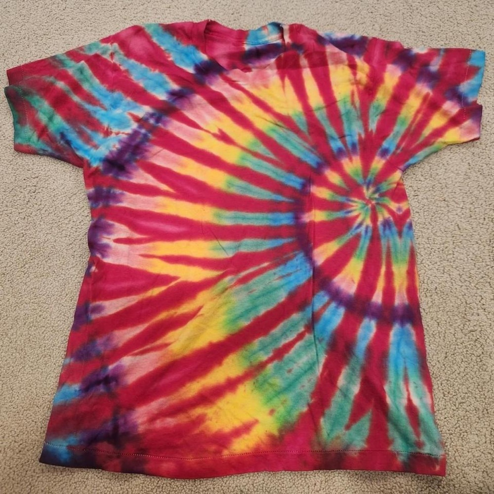 Vintage blank tie‎ dye t-shirt L  vtg 80s usa made single stitch hippy tee